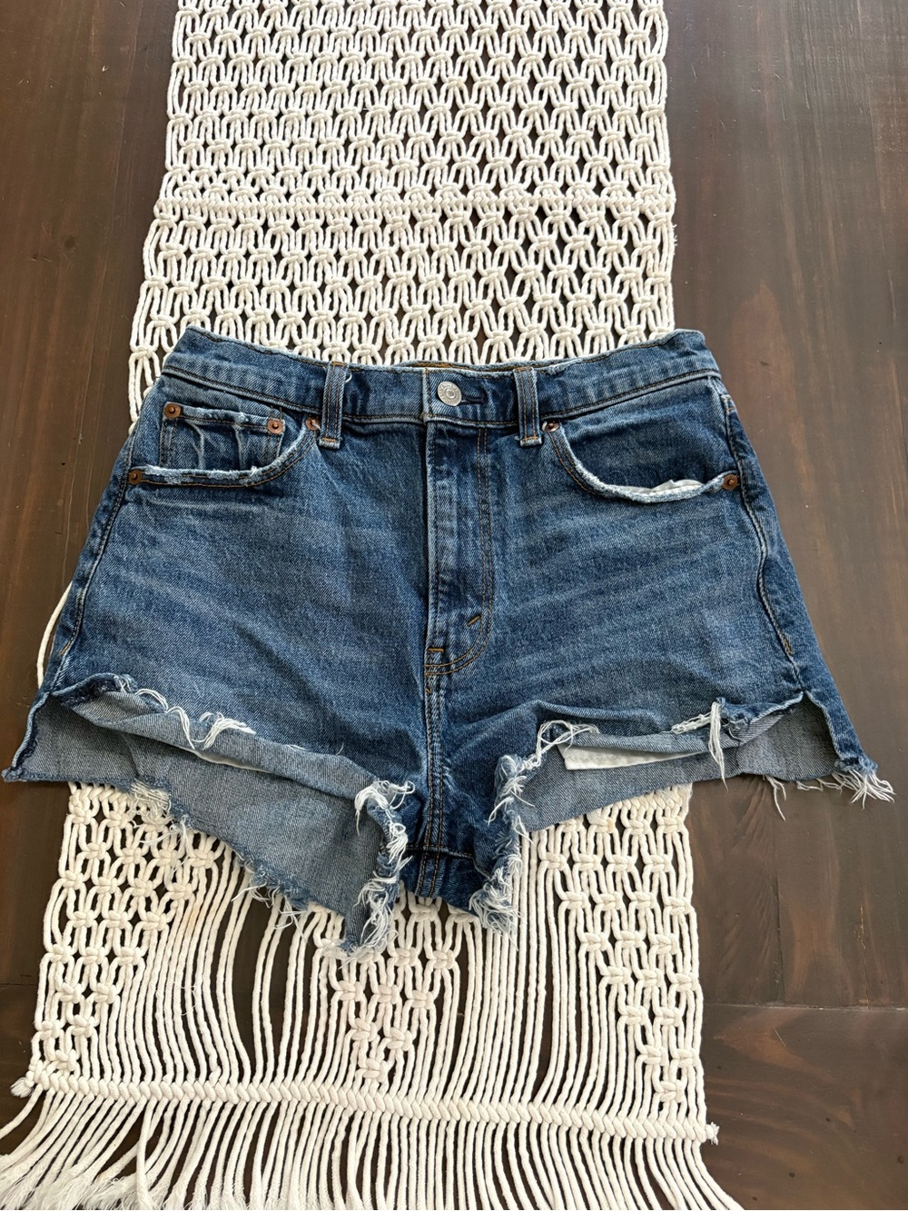 Abercrombie and Fitch The Mom high-rise jean shorts